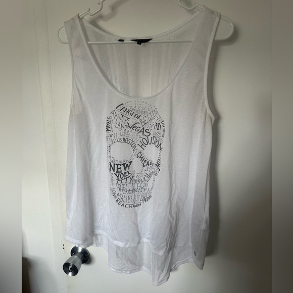 Guess White Graphic Tank Top - Picture 1 of 3